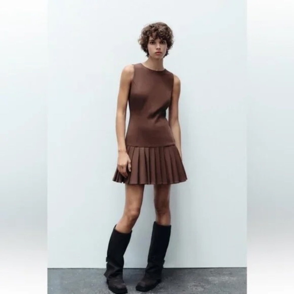 DRESS Sleeveless ZARA ⭐️NWT 2024 Collection Box Pleated Mini Dress